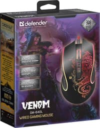 Мышь проводная VENOM GM-640L черная 52640 DEFENDER - фото 1
