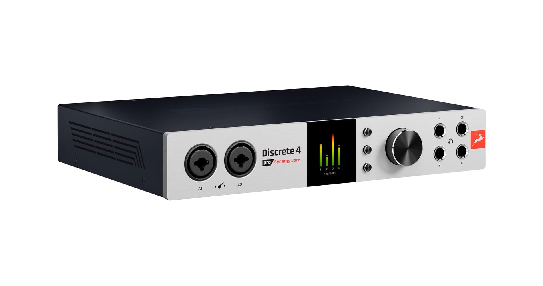 Аудиоинтерфейс Antelope Audio [Discrete 4 Pro Synergy Core] 24 бит/192 кГц, 14x20, аналоговые входы: 4, линейные выходы: 4, микрофонные предусилители: 4 Discrete Class-A, ADAT I/O (8 входов/8 выходов),S/PDIF I/O (2 входа/2 выхода), Word Clock: 2