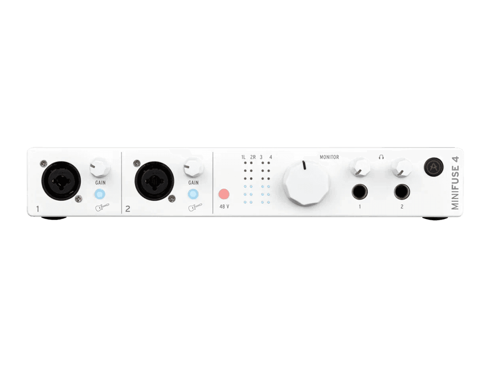 Аудиоинтерфейс USB [800113] Arturia [MiniFuse 4 White] 24бит/192кГц, два комбинированных входа XLR-1/4 (микрофонный/линейный/инструментальный) +48 В, два входа 6,3 Jack, 4 выхода 6,3 Jack, 2 выхода для наушников, MIDI In/Out, 2x USB Hub