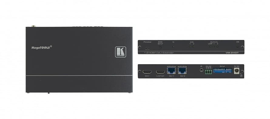 Передатчик Kramer Electronics [VM-2HDT] HDMI по витой паре HDBaseT с двумя выходами; до 70 м, поддержка 4К60 4:2:0