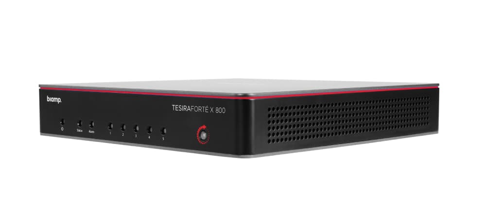 Аудиопроцессор BIAMP [TesiraFORTE-X800] (DSP): 64 x 64 AVB (Streams); 32 x 32 Dante; 5 х RJ45; PoE+ (4 порта); IEEE 802.1X;8 каналов AEC, назначаемых любому входу; 2х2 CH по USB, SIP VoIP, GPIO. ПО Tesira. Logic I/O. Крепления в комлпекте. Half-rack.