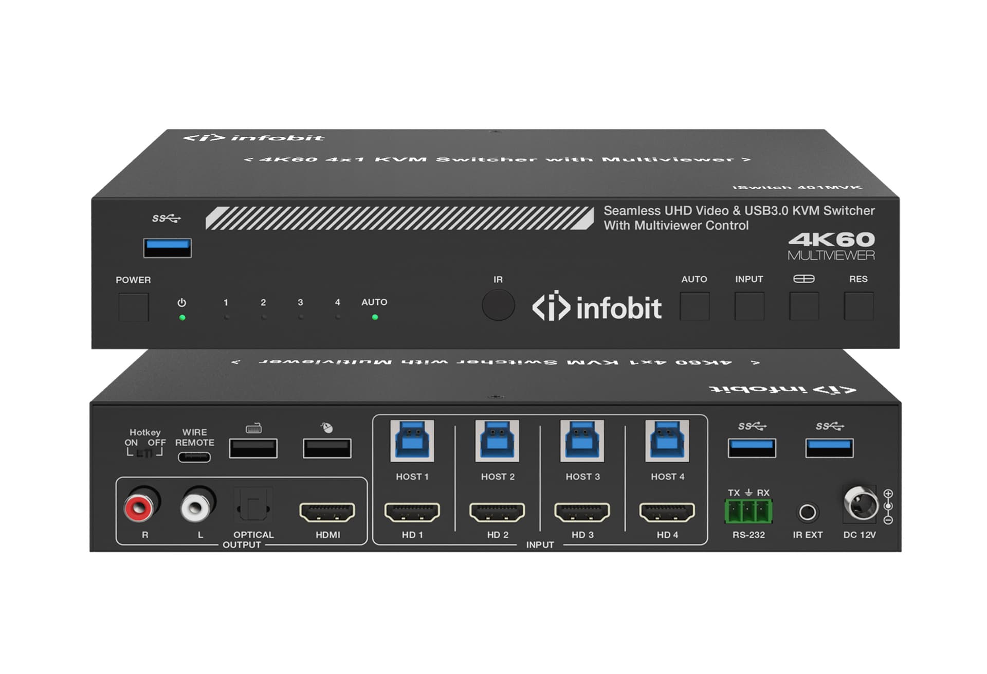 Коммутатор Infobit [iSwitch 401MVK] 4K60 4x1 KVM Switcher, with Multiviewer
