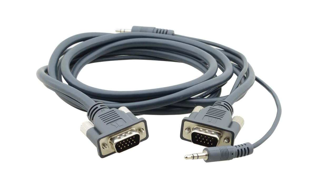 Кабель VGA (HD15) [92-2202010] Kramer Electronics [C-GMA/GMA-10] VGA (Вилка) + 3,5 мм аудио вилкаVGA + аудио (Вилка - Вилка), 3 м