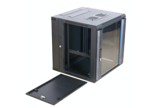 Настенный шкаф Wize Pro [W12UR ] 19", 12U, 600х600 мм, передняя дверь стеклянная, задняя дверь - металл, откидная, монтаж на стену, рэковые гайки: 10 шт, макс. вес нагрузки 60 кг, сталь, черный, установка на ножки (опционально)