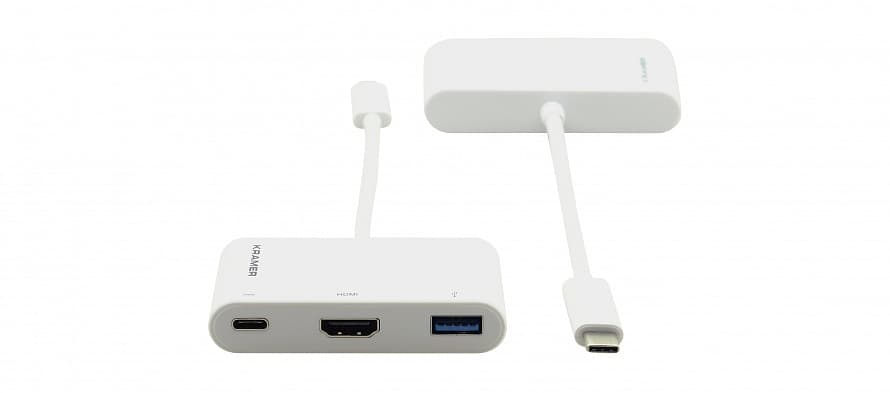 Переходник [99-97210004] Kramer Electronics [ADC-U31C/M2] USB 3.1 тип C вилка на HDMI розетку, USB 3.0 розетку и розетку USB 3.1 Type-C для зарядки мобильных устройств