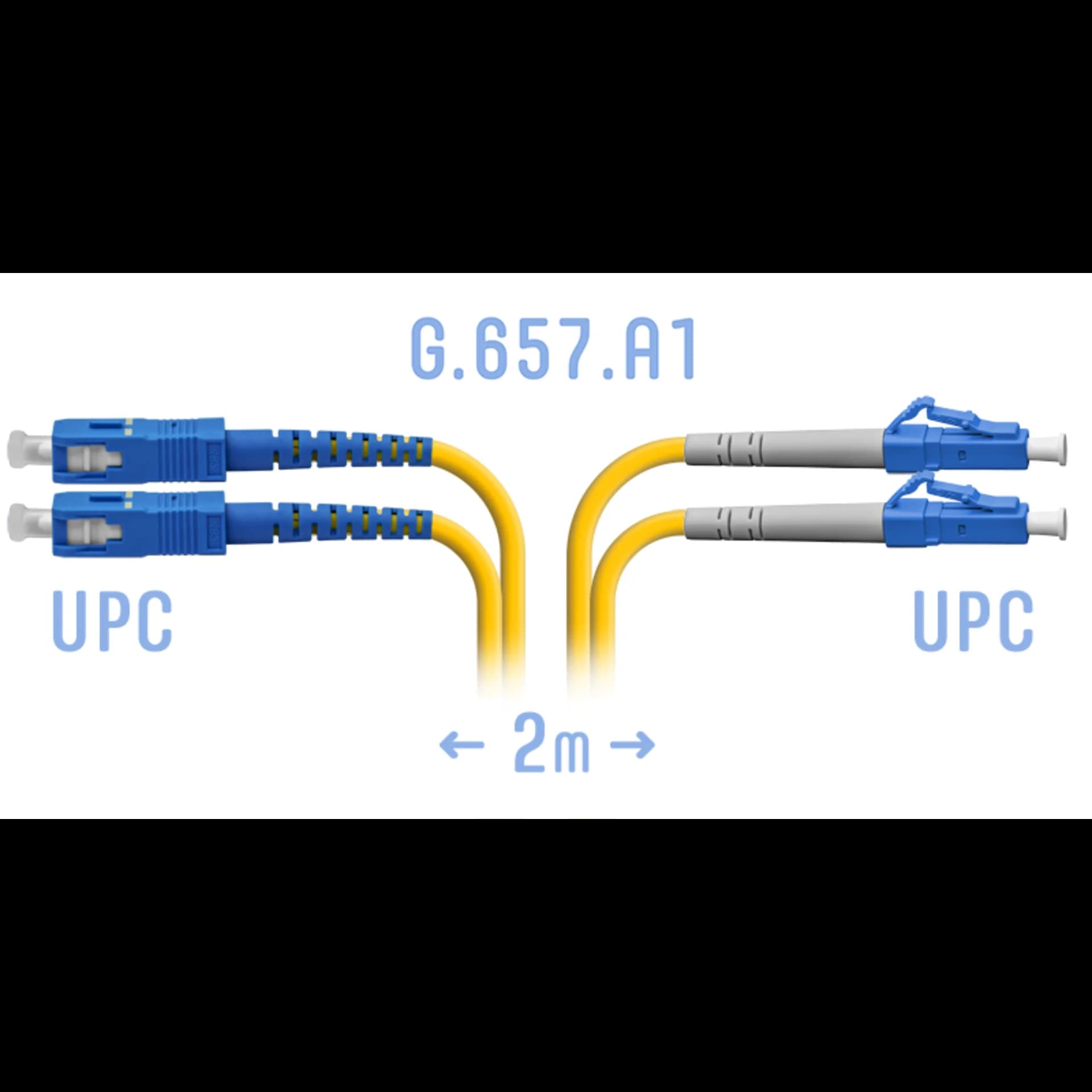 Патчкорд оптический LC/UPC-SC/UPC SM G.657.A1 Duplex 2 метра