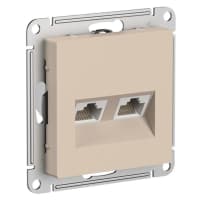 Розетка компьютерная 2-м AtlasDesign RJ45+RJ45 кат.5E механизм песочн. SE ATN001285 - фото 2
