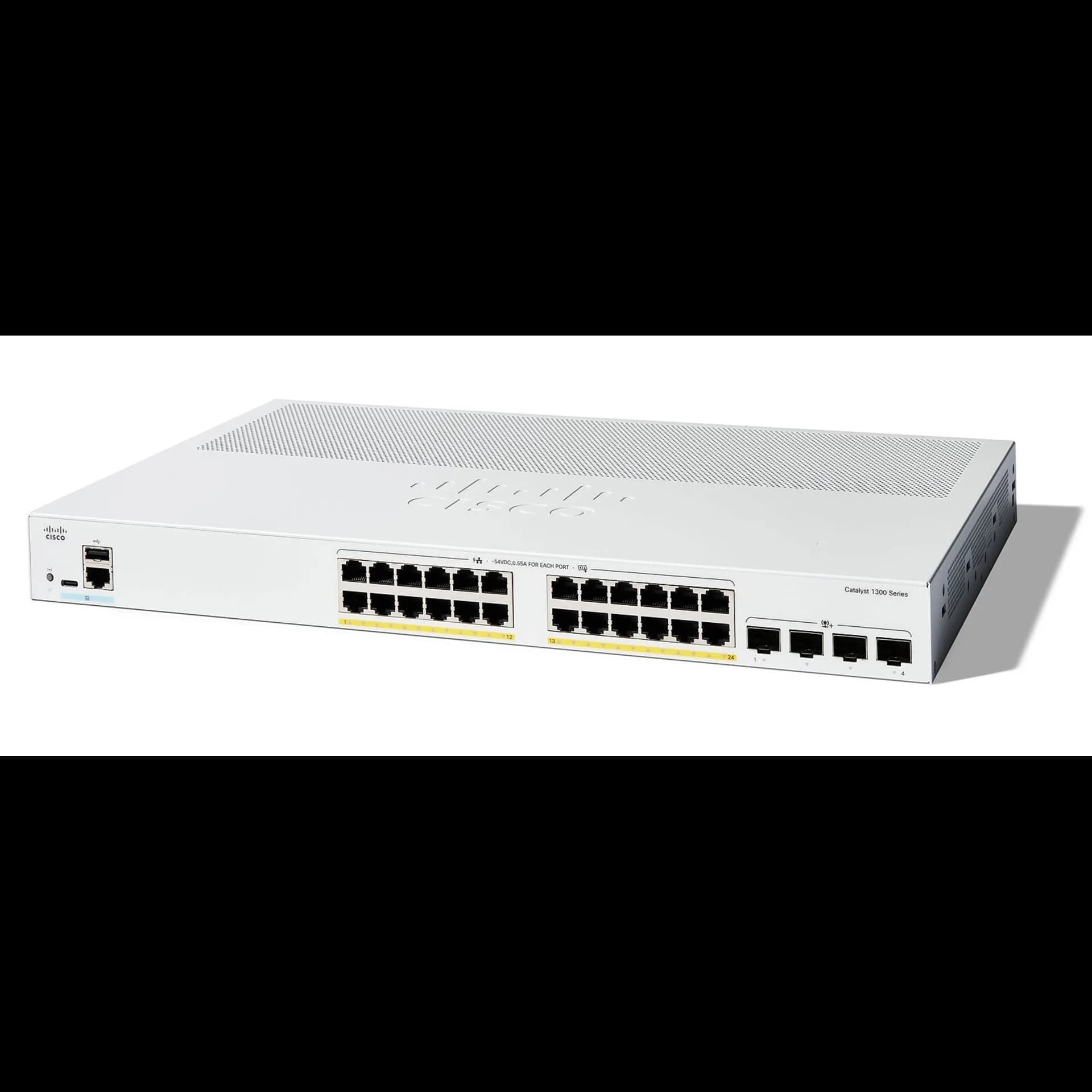 Коммутатор Cisco Catalyst C1300-24P-4X, 24×1 Гбит/с, 4×10 Гбит/с SFP+