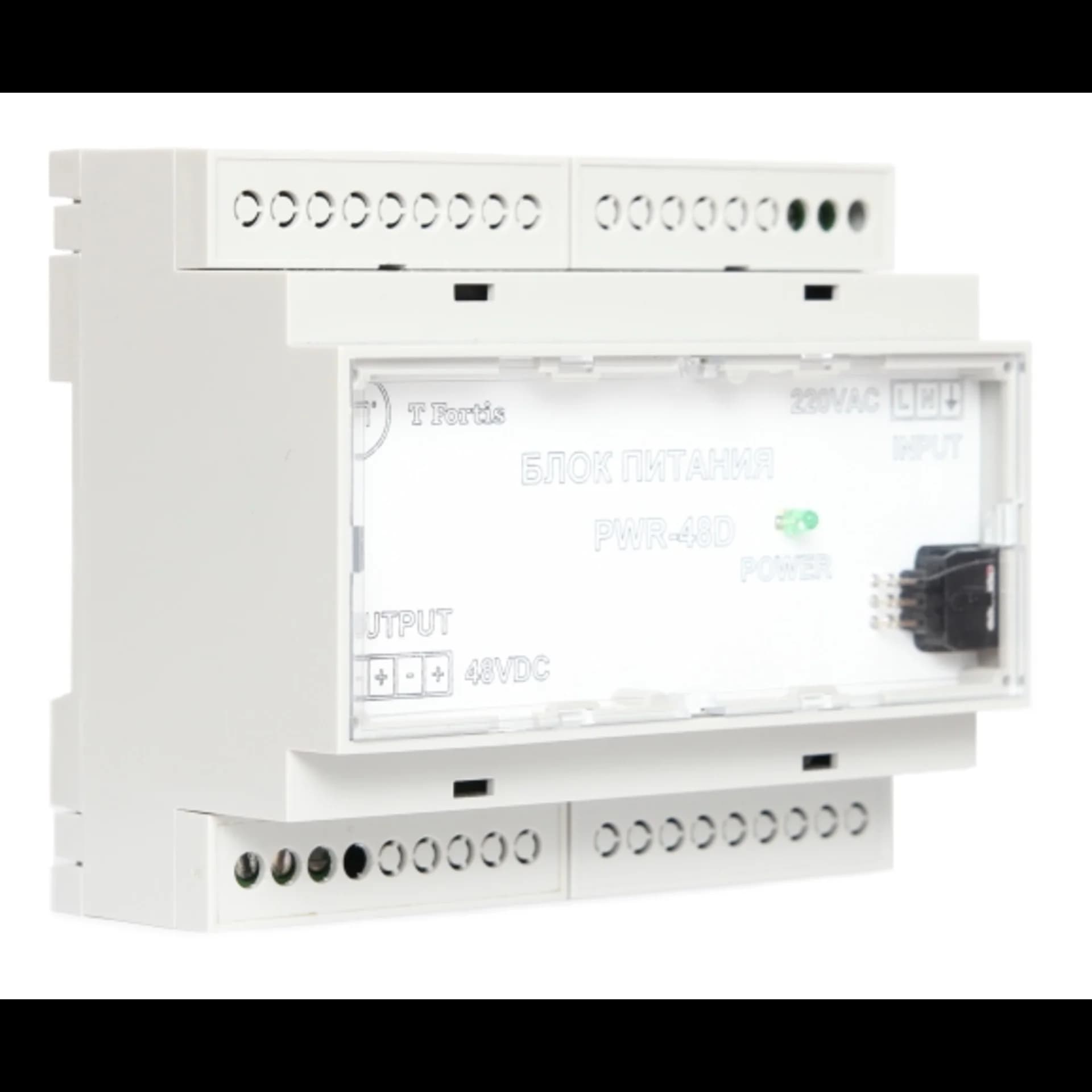 Блок питания TFortis PWR-48D для коммутатора SWD-1 с креплением на DIN-рейку
