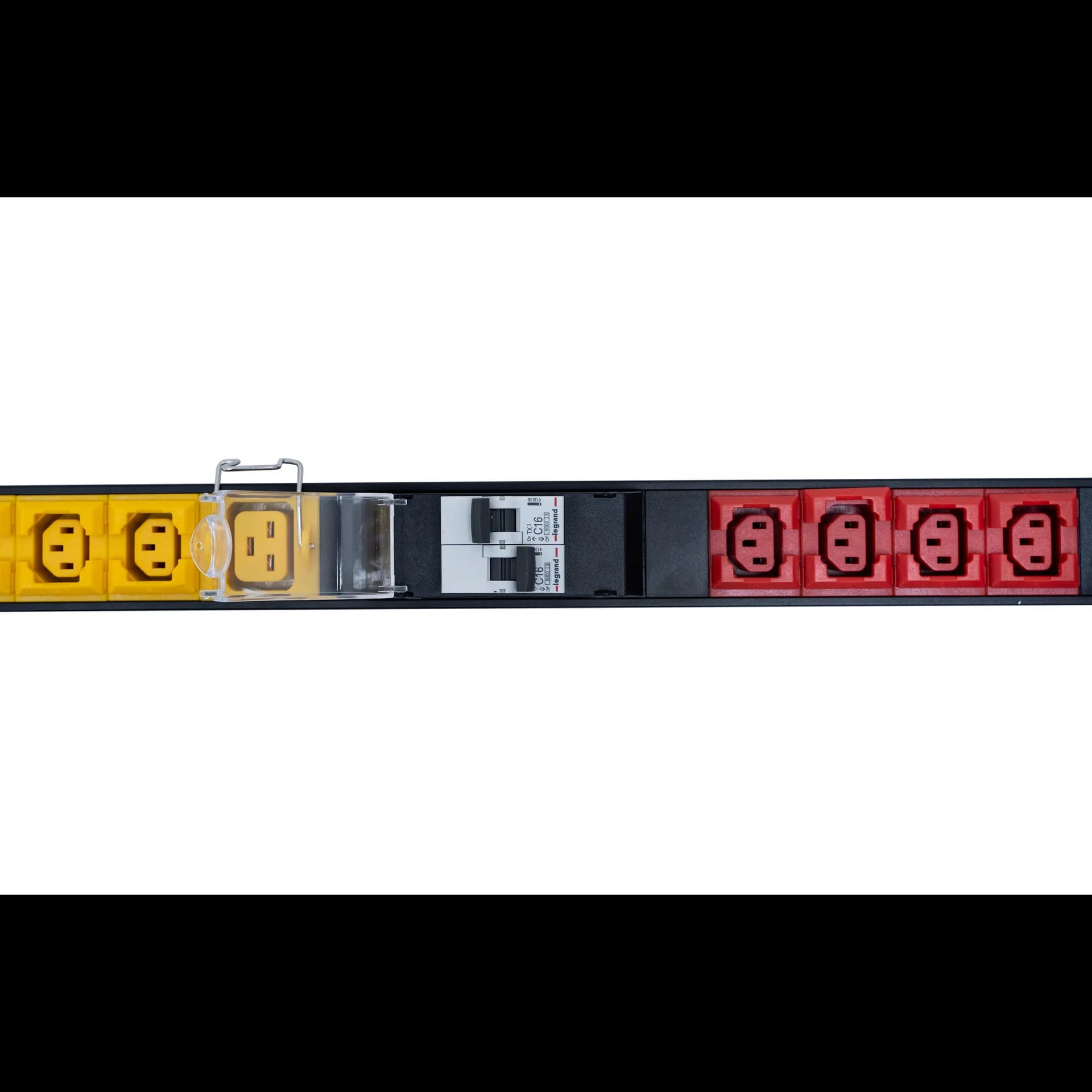 Блок электрических розеток на 18хIEC320 C13 и 6хIEC320 C19, шнур питания 3 м 5x6мм2 с вилкой IEC 60309 32A 3P+N+E (IP44) 1682.5х50.0х44.4мм