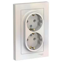 Розетка 2-м СП AtlasDesign 16А IP20 с заземл. в сборе жемчуж. SE ATN000424 - фото 1
