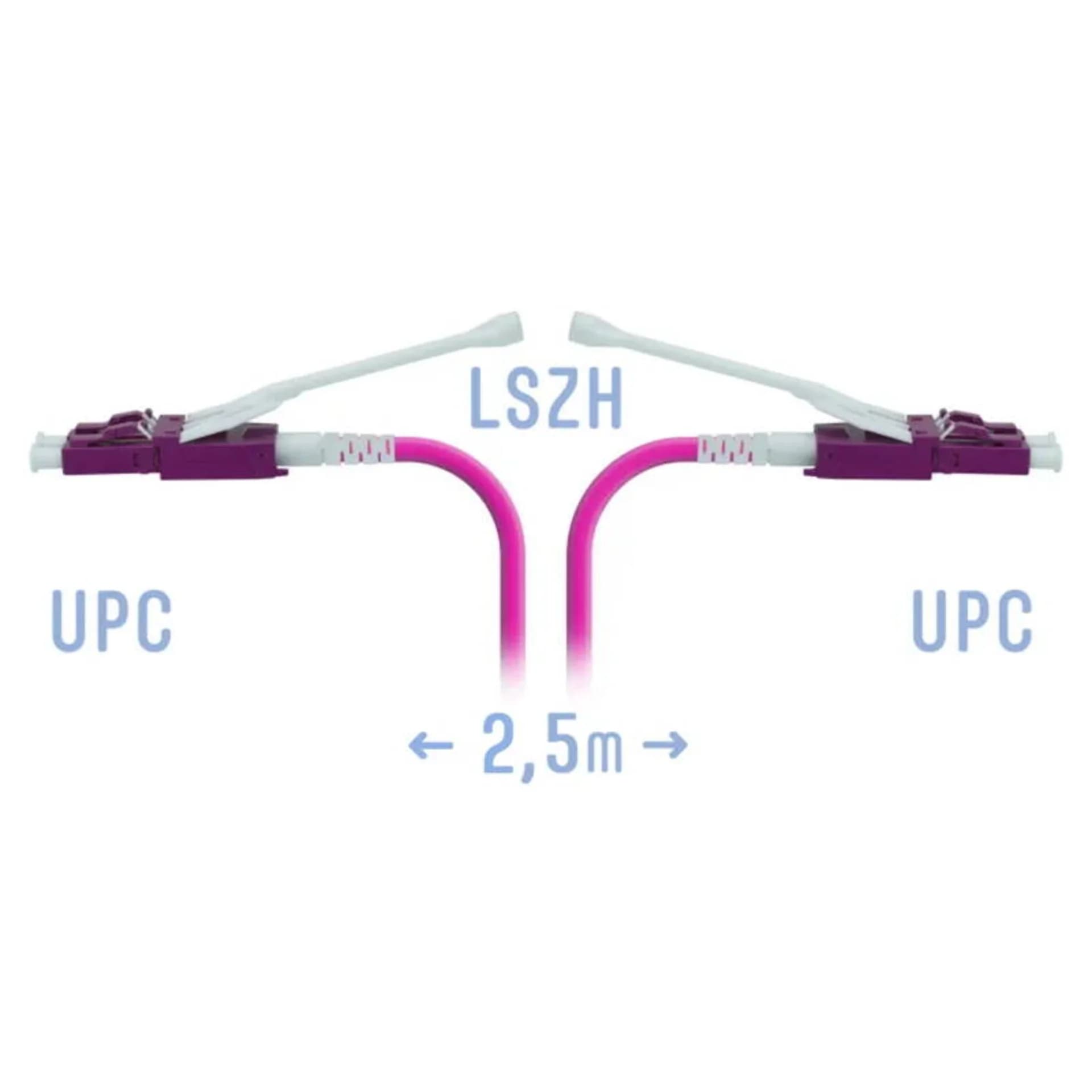Патчкорд оптический LC/UPC-LC/UPC MM (OM4) Duplex (HD) 2,5 метрa, 2мм