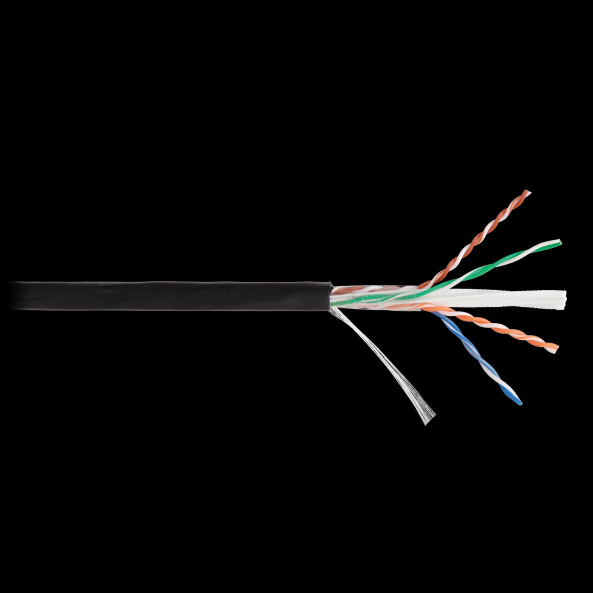 Кабель NETLAN U/UTP 4 пары, Кат.6 (Класс E), 250МГц, одножильный, BC (чистая медь), внешний, PE до -40C, черный, 305м