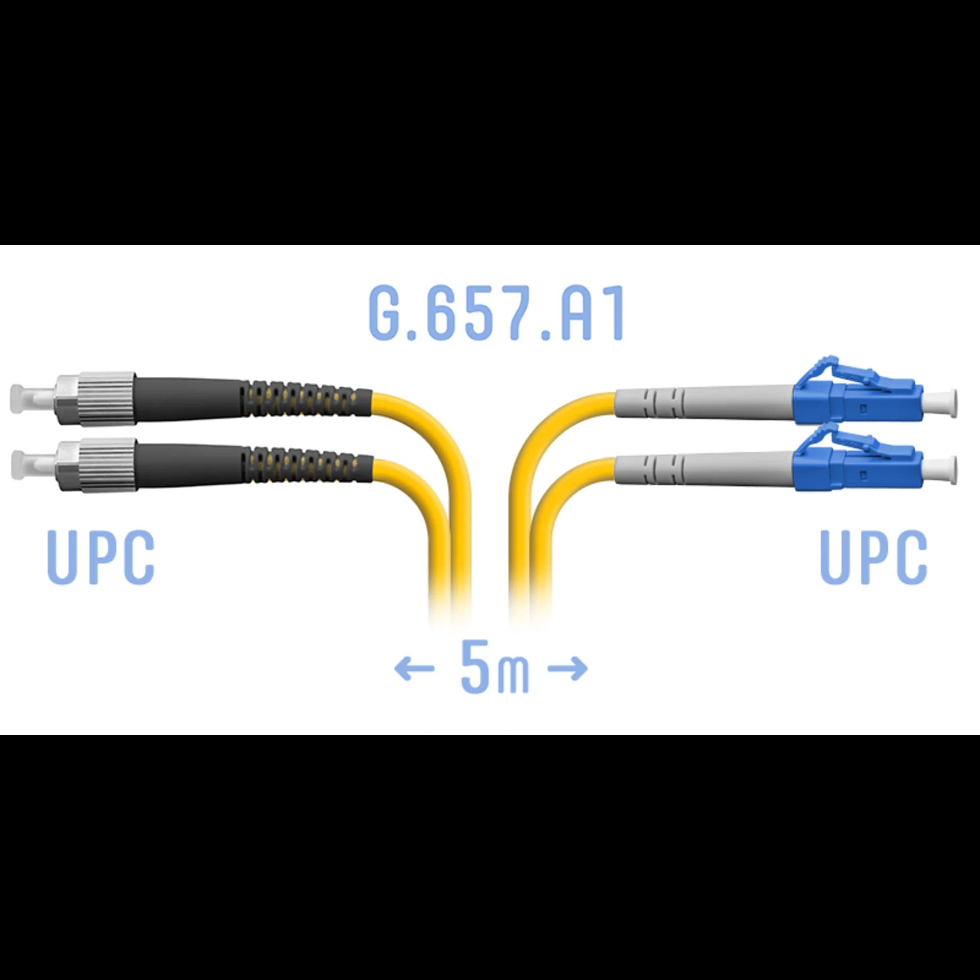 Патчкорд оптический LC/UPC-FC/UPC SM G.657.A1 Duplex 5 метров