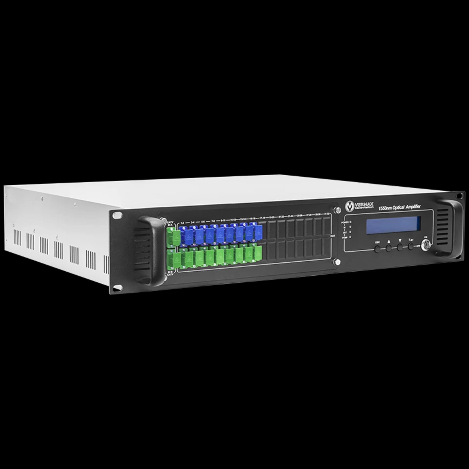 Оптический усилитель VERMAX для сетей КТВ, 2 входа, 16*15dBm выхода, WDM фильтр PON