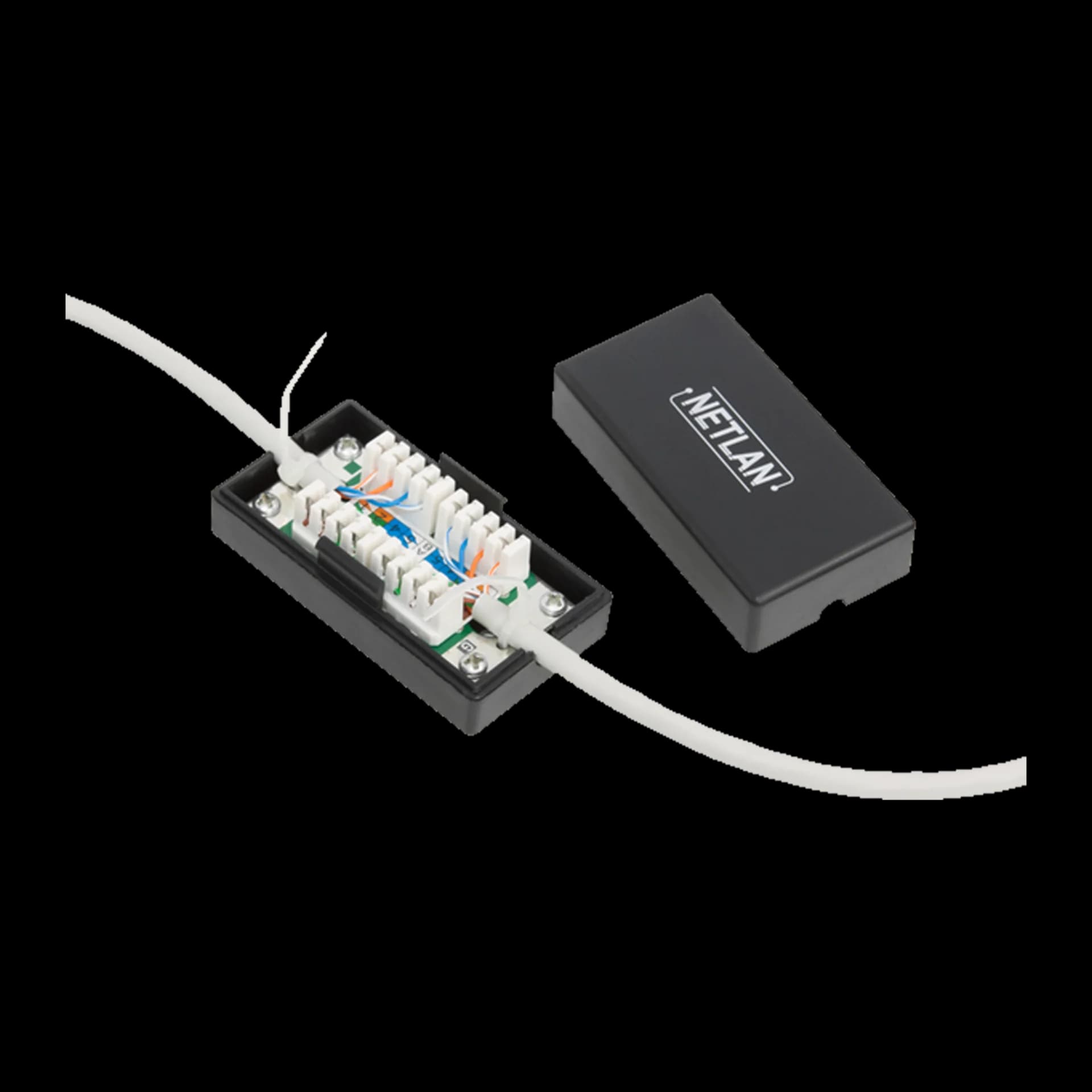 Кабельный соединитель NETLAN IDC-IDC, Кат.5e (Класс D), 100МГц, KRONE, T568A/B, неэкранированный, черный, уп-ка 10шт.