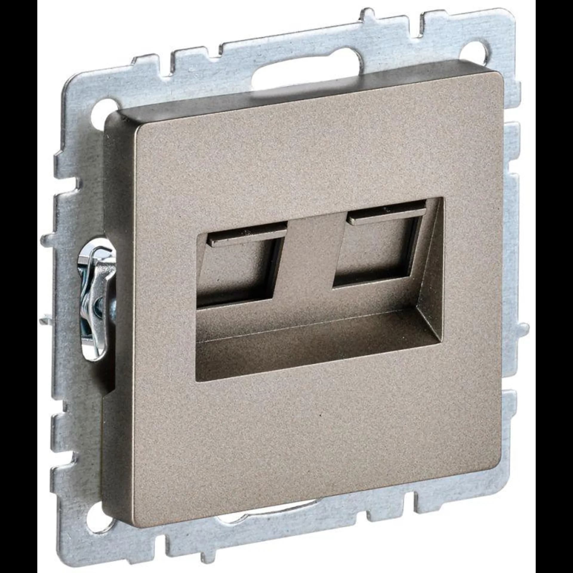 Розетка компьютерная двойная СП RJ45 кат.5E BRITE РК10-2-БрШ шампань IEK BR-K20-1-K37