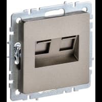 Розетка компьютерная двойная СП RJ45 кат.5E BRITE РК10-2-БрШ шампань IEK BR-K20-1-K37 - фото 1