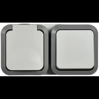 Блок ОП розетка + выключ. горизонт. TORS 16А IP55 TS242 бел. IEK TS-G10-6-55-V-K41 - фото 1