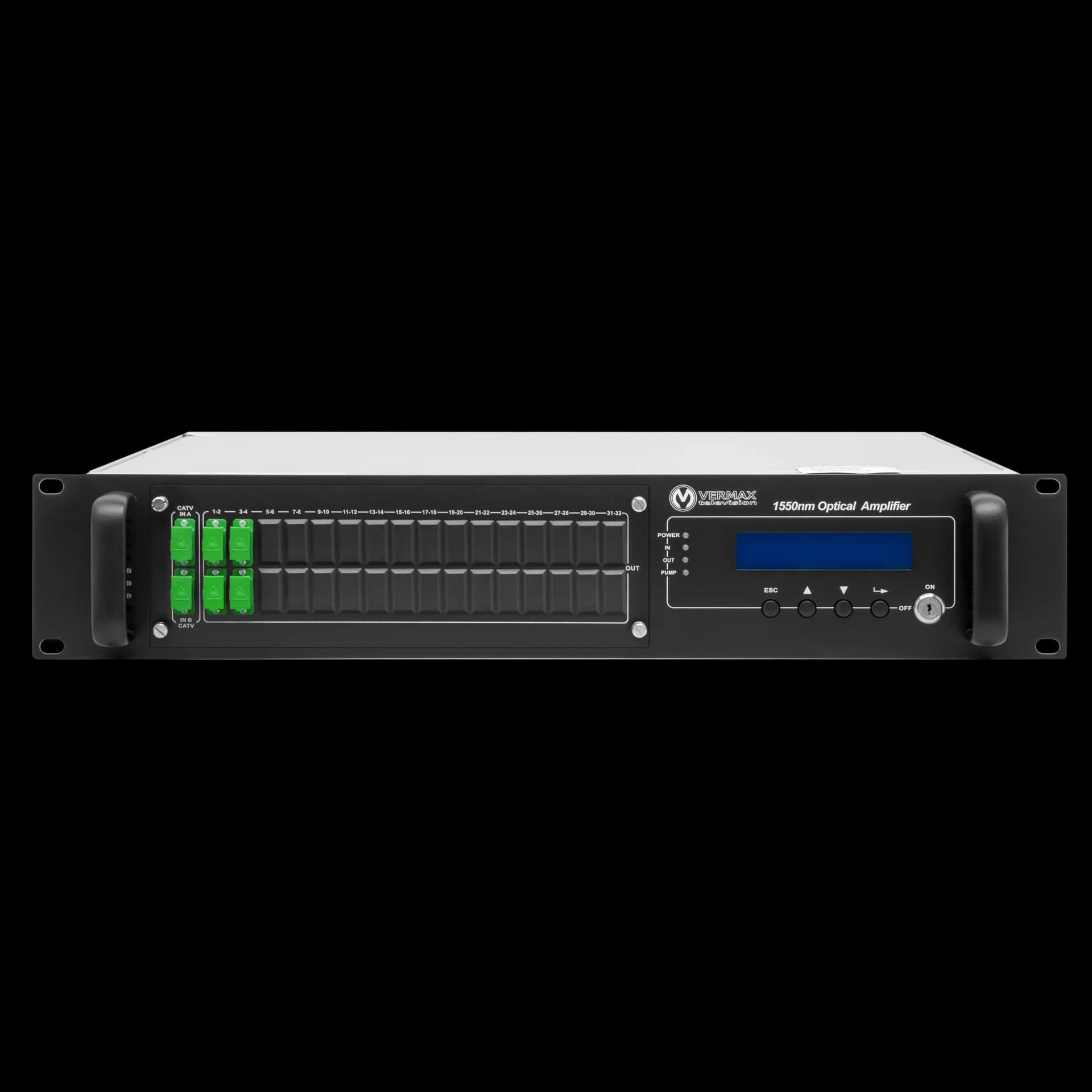 Оптический усилитель VERMAX для сетей КТВ, 2 входа, 4*18dBm выхода, WDM фильтр PON