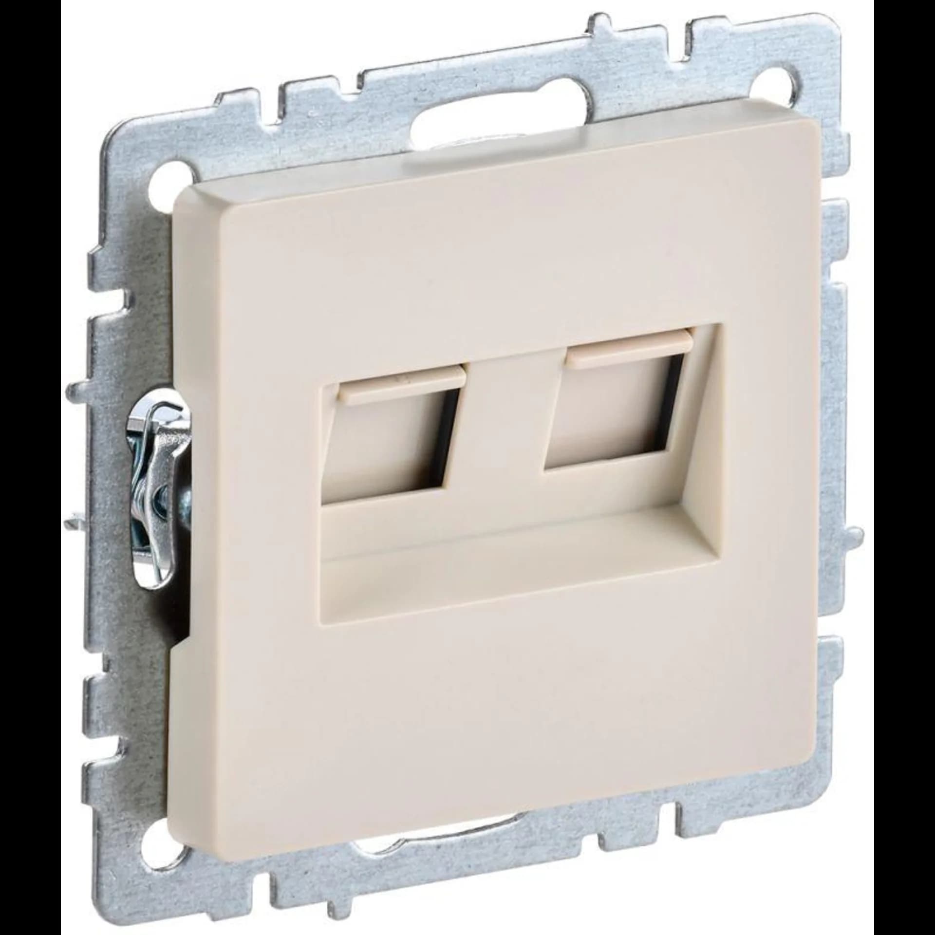Розетка компьютерная двойная СП RJ45 кат.5E BRITE РК10-2-БрКр беж. IEK BR-K20-1-K10