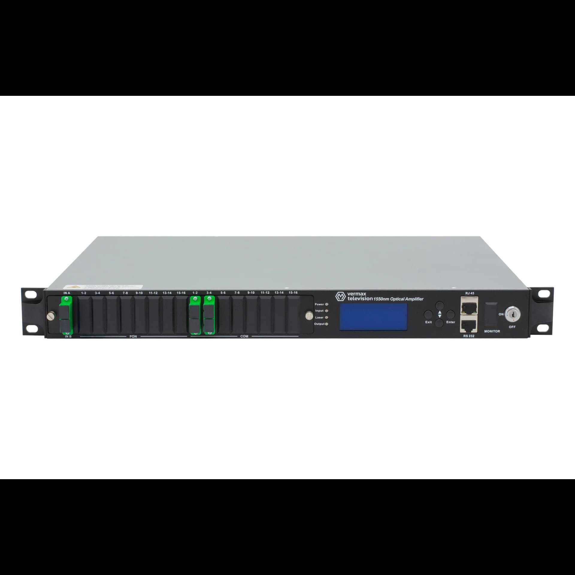 Оптический усилитель VERMAX для сетей КТВ, 2 входа, 16*21dBm выход, 1U
