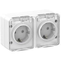 Розетка 2-м ОП AtlasDesign Profi54 16А IP54 250В с заземл. защ. шторки бел. SE ATN540126 - фото 2