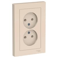 Розетка 2-м СП AtlasDesign 16А IP20 без заземл. в сборе беж. SE ATN000220 - фото 1