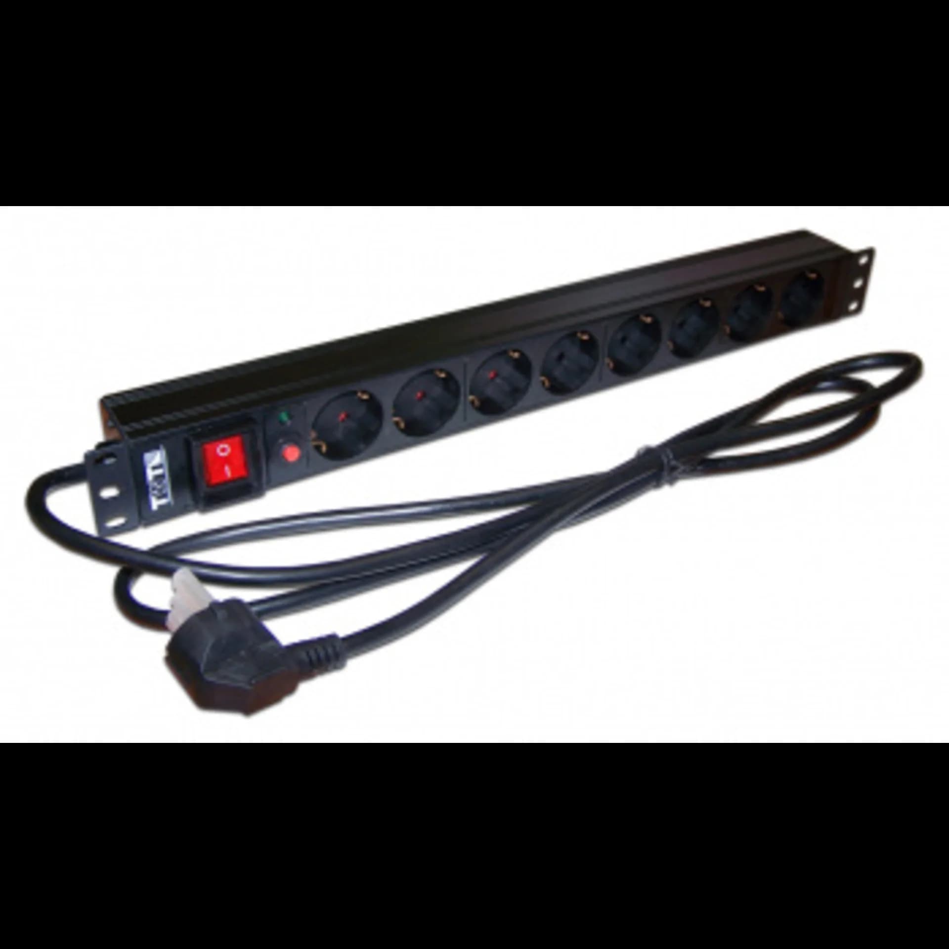 LANMASTER Блок распределения питания TWT-PDU19-16A8P-3.0 19" 8xSchuko 16A 3м