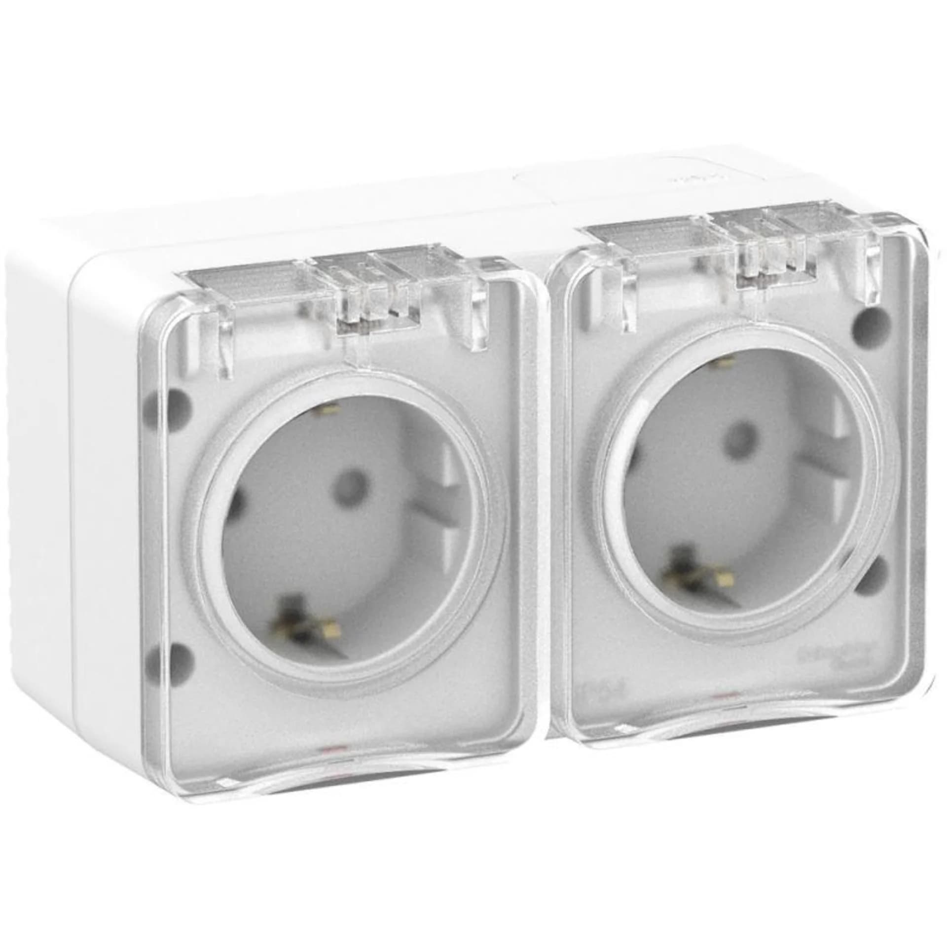 Розетка 2-м ОП AtlasDesign Profi54 16А IP54 250 В с заземл. защ. шторки белый SchE ATN540126