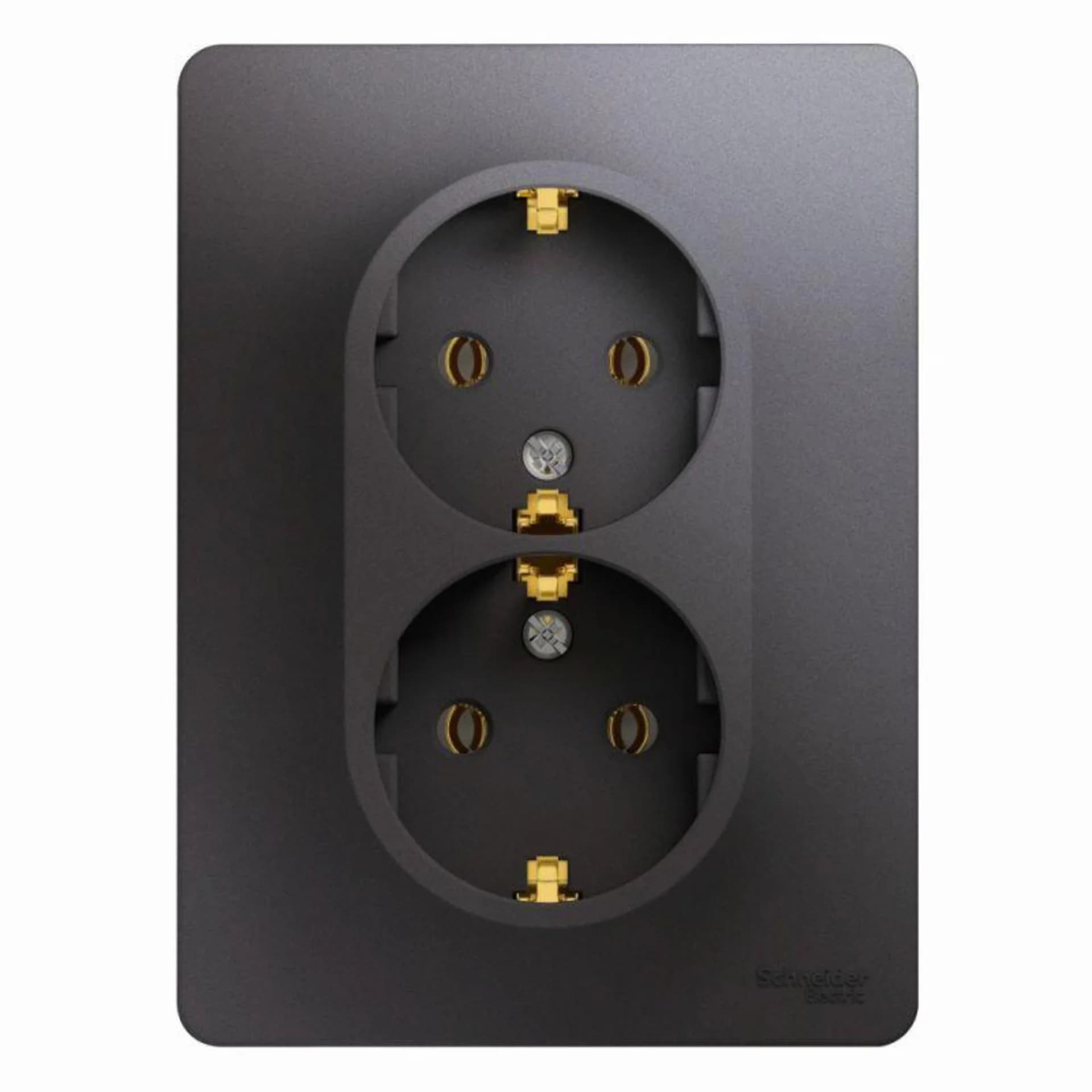 Розетка Systeme Electric GSL001324 GLOSSA двойная с заземлением в сборе (графит)