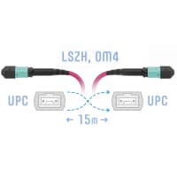 Патчкорд оптический MPO/UPC FF MM (50/125 OM4), 12 волокон, 15 метров (Cross) - фото 1
