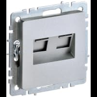 Розетка компьютерная двойная СП RJ45 кат.5E BRITE РК10-2-БрА алюм. IEK BR-K20-1-K47 - фото 2