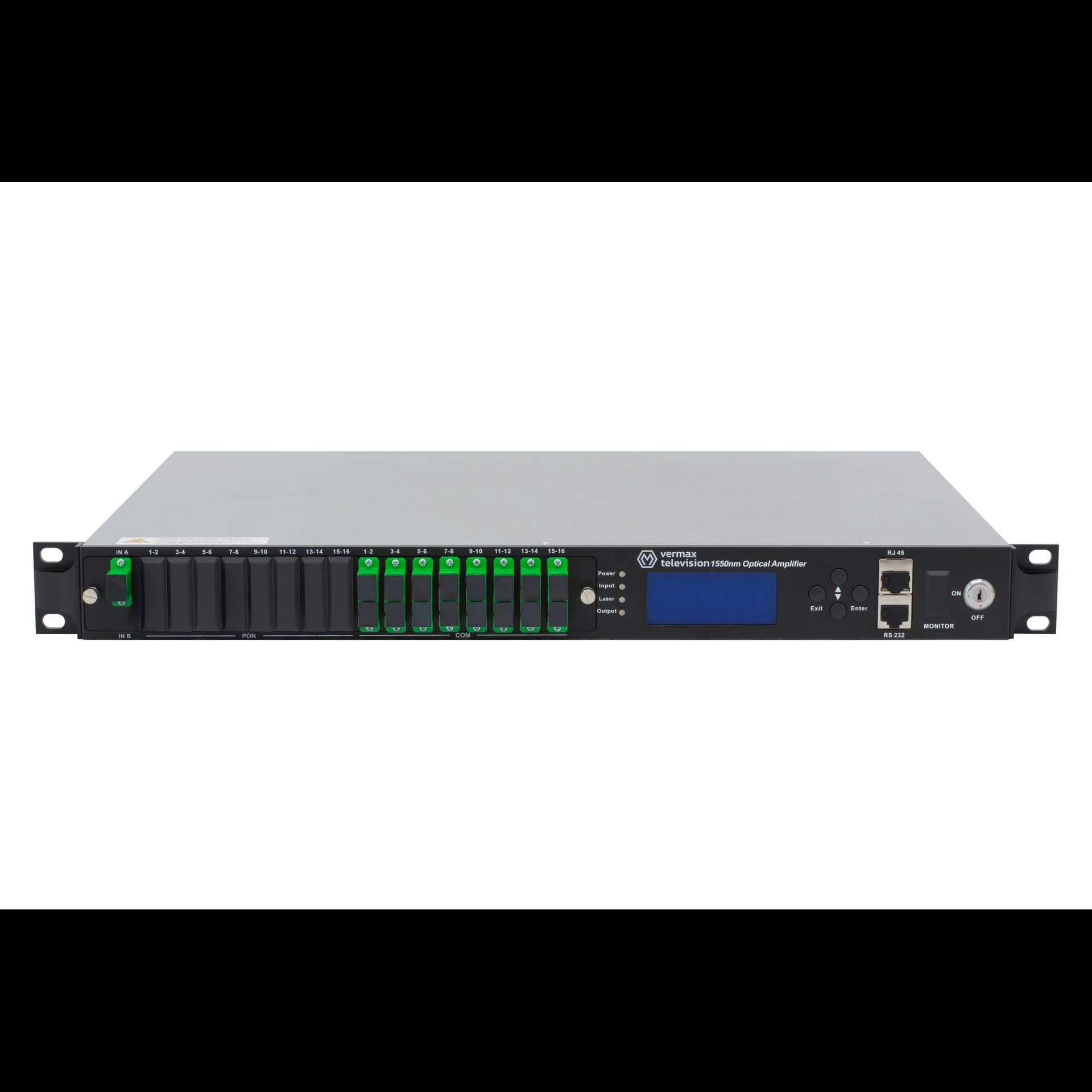 Оптический усилитель VERMAX для сетей КТВ, 1 вход, 16*18dBm выход, RT1, 1U