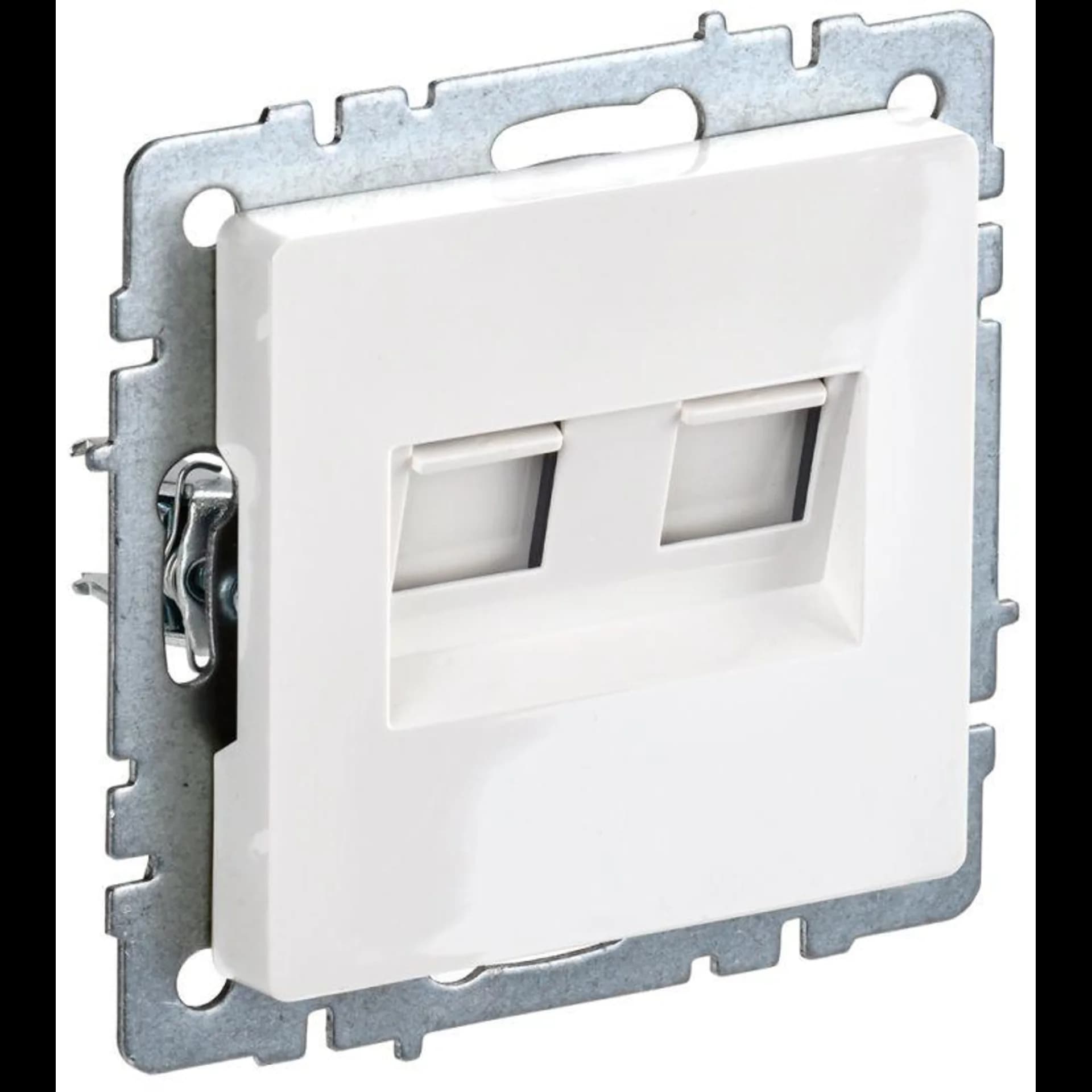 Розетка компьютерная двойная СП RJ45 кат.5E BRITE РК10-2-БрБ бел. IEK BR-K20-1-K01