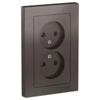 Розетка 2-м СП AtlasDesign 16А IP20 без заземл. в сборе мокко SE ATN000620 - фото 1