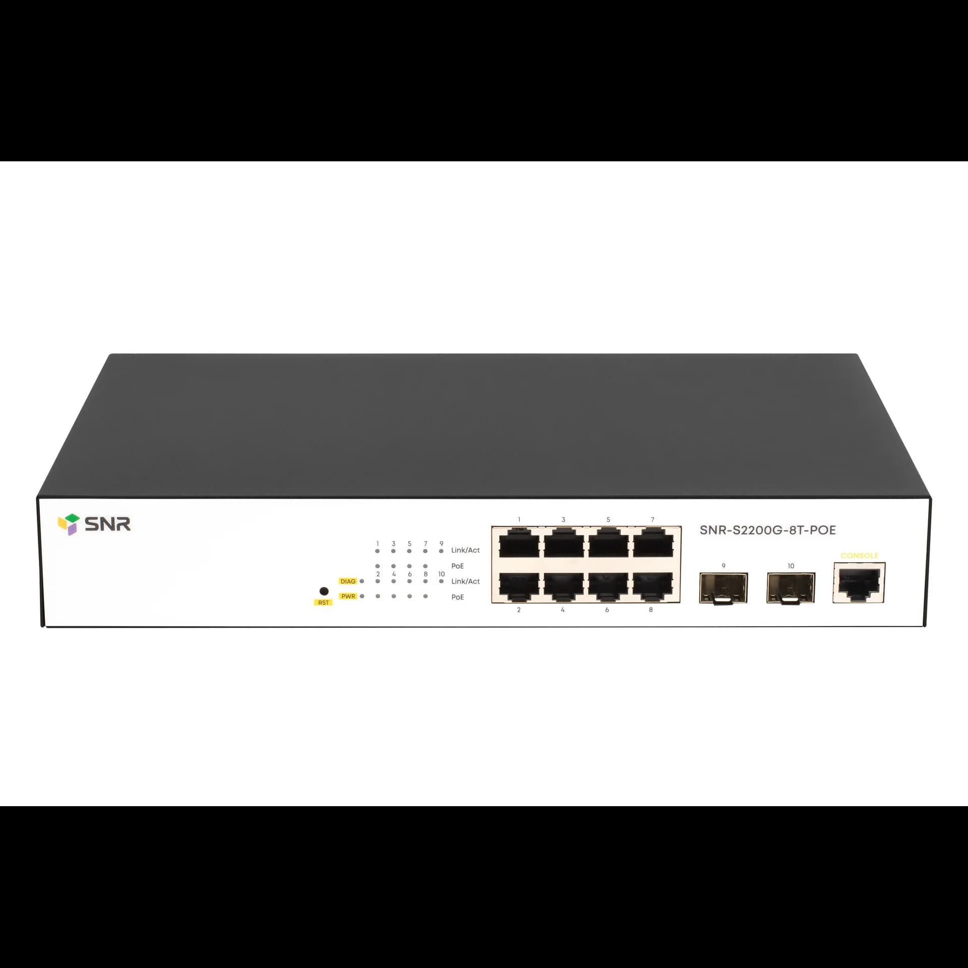 SNR Управляемый Web Smart POE коммутатор уровня 2, 8 портов 10/100/1000BaseT, 2 порта 100/1000BaseX (SFP). POE 100W (SNR-S2200G-8T-POE)