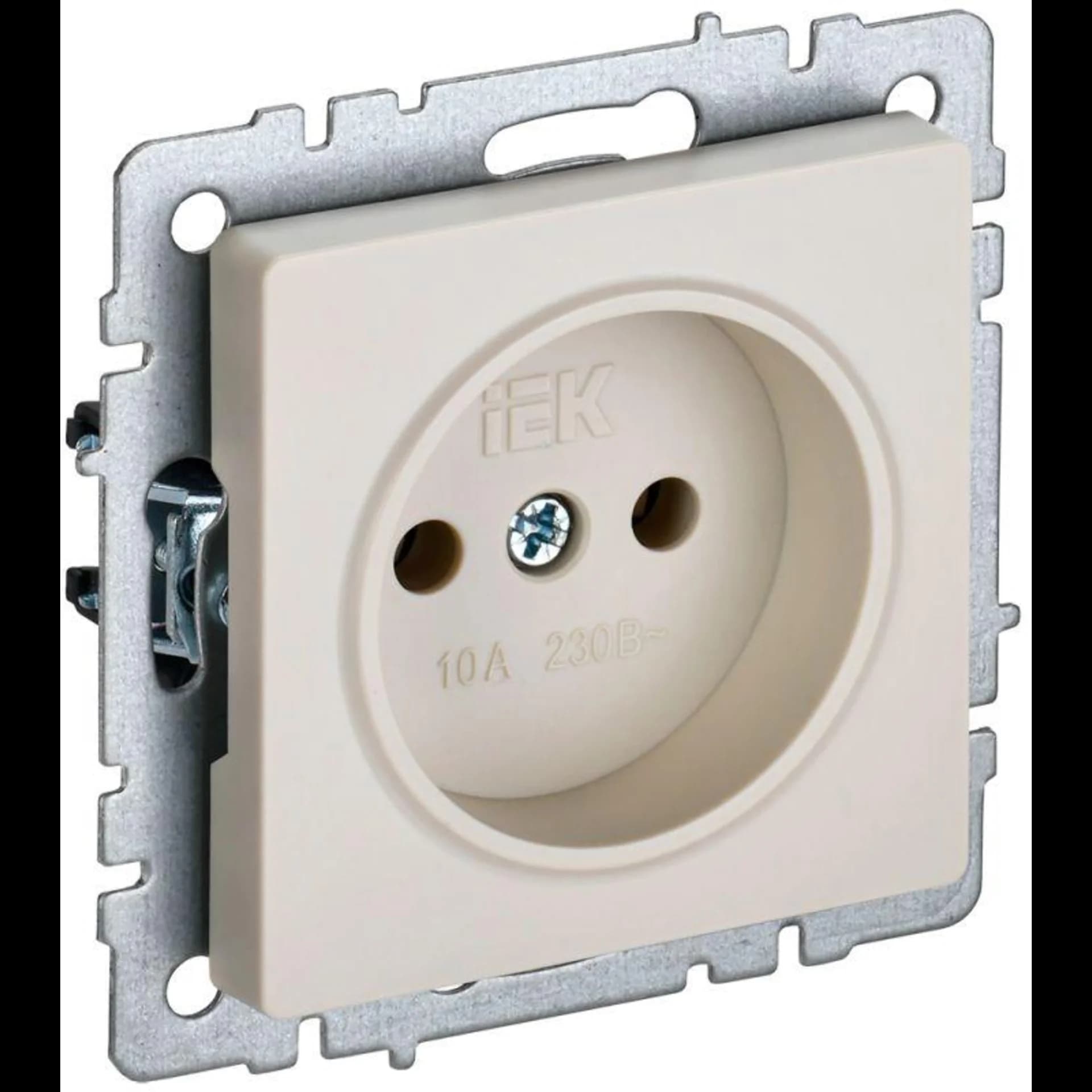 Розетка BRITE РС10-1-0-БрКр 10А без заземл. без защ. шторок беж. IEK BR-R10-10-K10