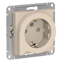 Розетка 1-м СП AtlasDesign 16А IP20 с заземл. защ. шторки с выталк. вилки механизм беж. SE ATN000247 - фото 1