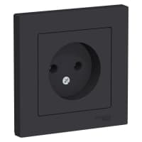 Розетка 1-м СП AtlasDesign 16А IP20 без заземл. в сборе карбон SE ATN001040 - фото 1
