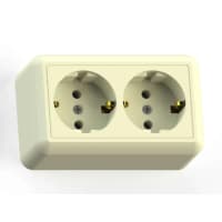 Розетка 2-м ОП Оптима РА16-374 16А IP20 с заземл. с монтаж. пластиной сл. кость Кунцево 8038 - фото 2
