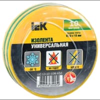 Изолента ПВХ 0.13х15мм (рул.10м) желт./зел. IEK UIZ-13-10-10M-K52 - фото 2