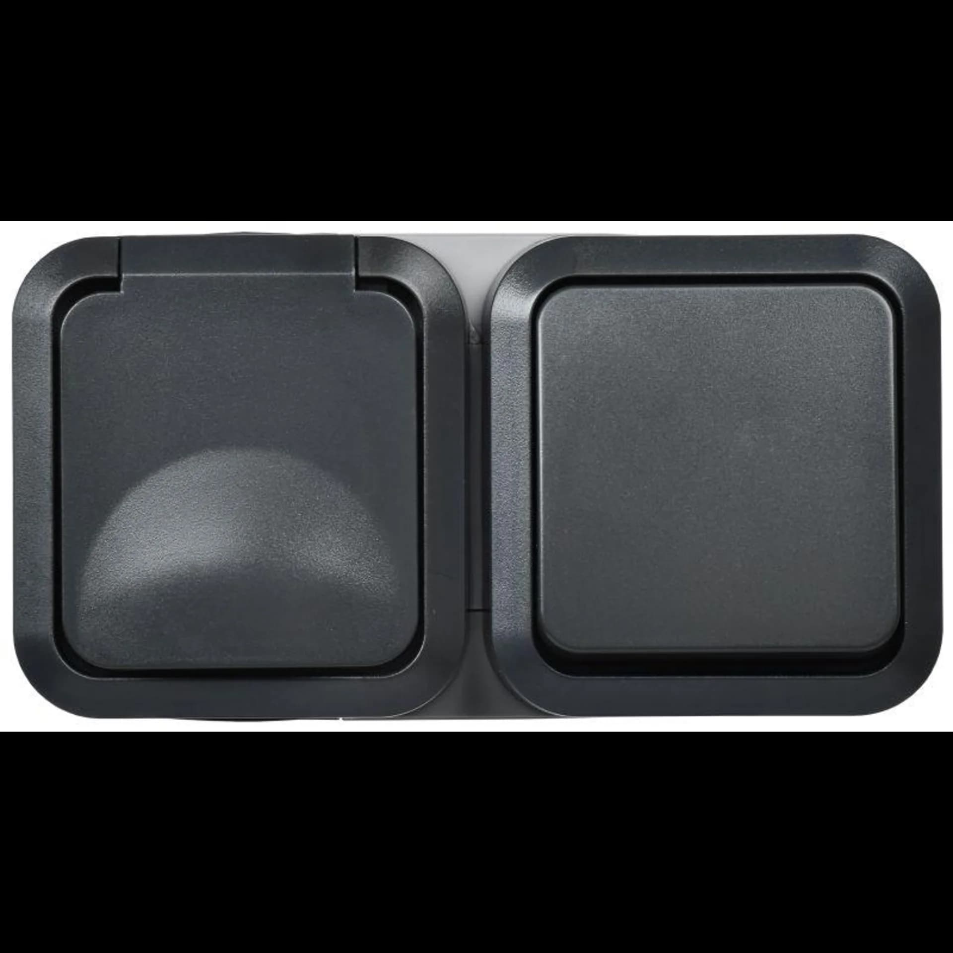 Блок ОП розетка + выключ. горизонт. TORS 16А IP55 TS142 графит IEK TS-G10-6-55-V-K53