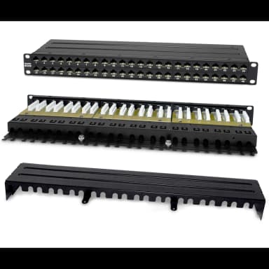 Панель Hyperline PPHD-19-48-8P8C-C6A-110D Патч-панель высокой плотности 19", 1U, 48 портов RJ-45, неэкранированная, категория 6A, Dual IDC