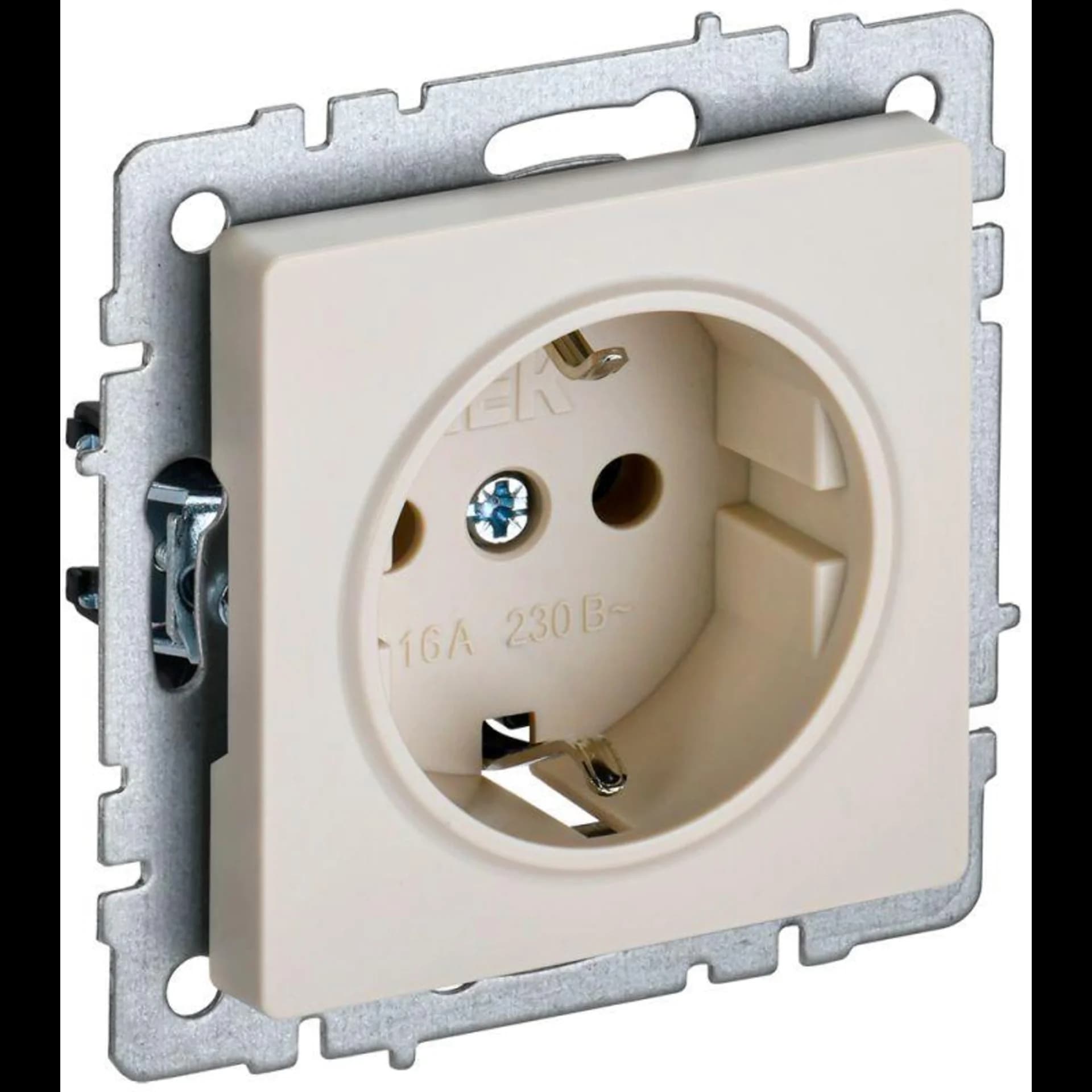 Розетка BRITE РС14-1-0-БрКр 16А с заземл. защ. шторки беж. IEK BR-R14-16-K10