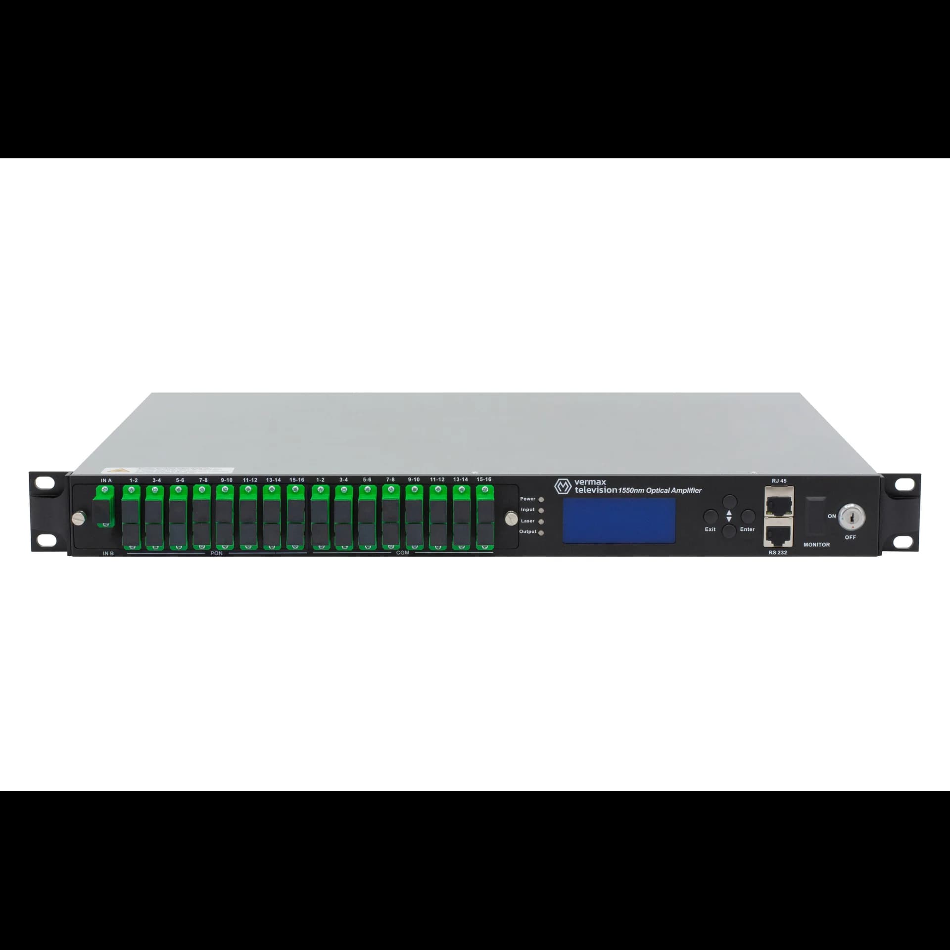 Оптический усилитель VERMAX для сетей КТВ, 1 вход, 32*15dBm выход, RT1, 1U