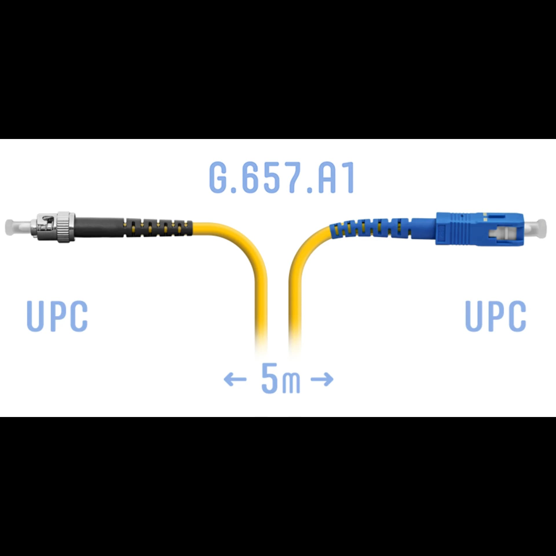 Патчкорд оптический ST/UPC-SC/UPC SM G.657.A1 5 метров