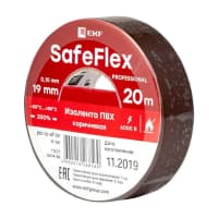 Изолента ПВХ 19мм (рул.20м) кор. SafeFlex EKF plc-iz-sf-br - фото 1