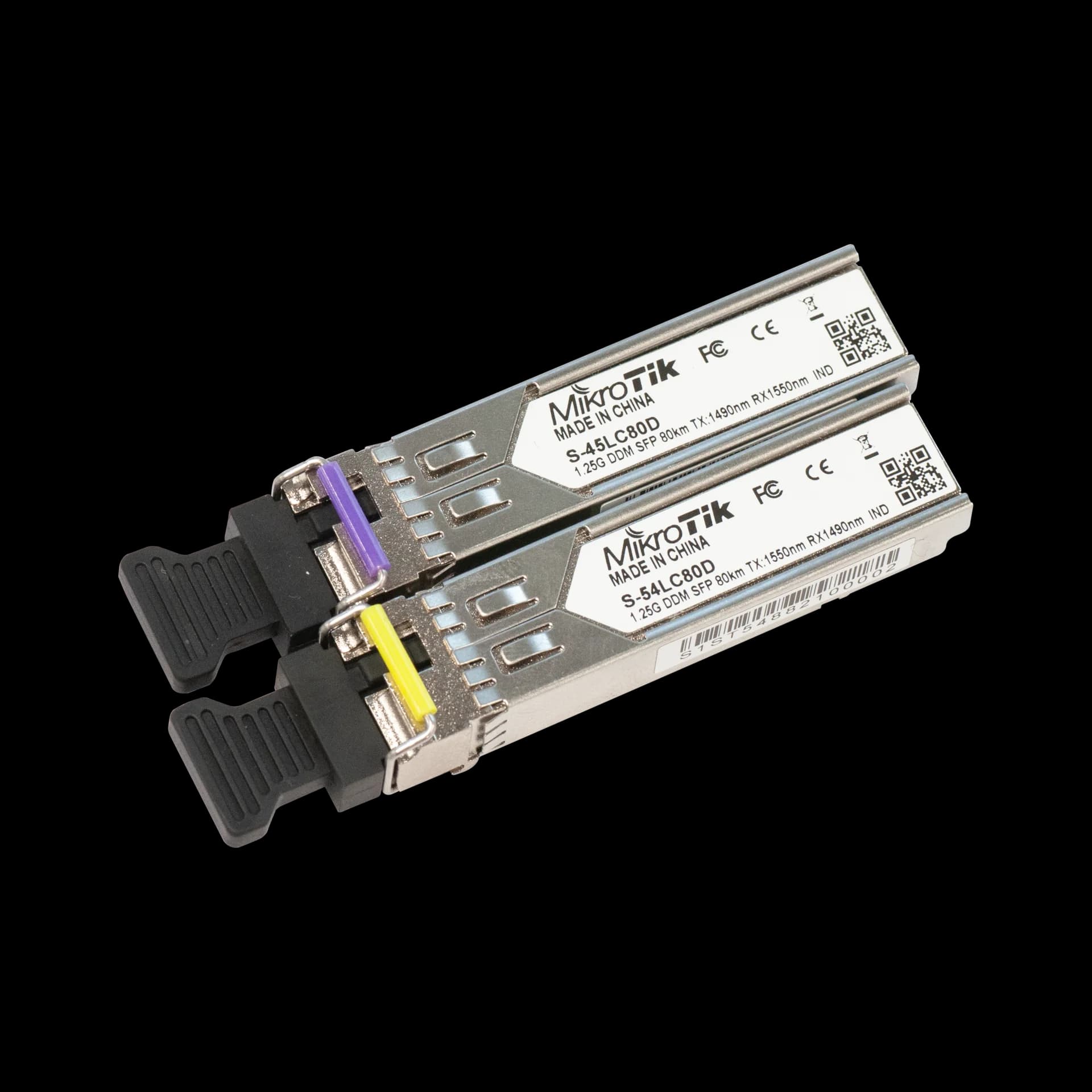 Пара модулей Mikrotik SFP оптический, 1.25G, дальность до 80км, 1490/1550нм