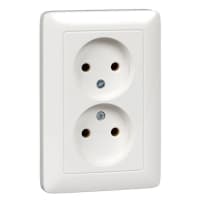 Розетка 2-м СП Хит 16А IP21 250В без заземл. без защ. шторок бел. SE RS16-235-B - фото 2